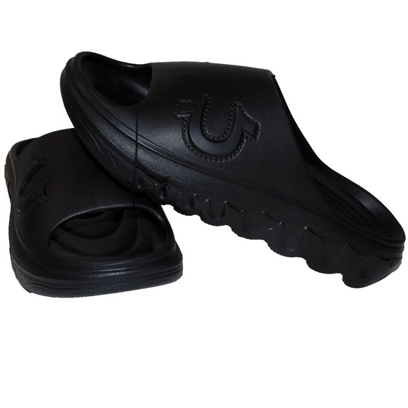 True Religion Mens Slides Size 10 M US NWT Black Horseshoe Logo Chunky Sandals main image 5